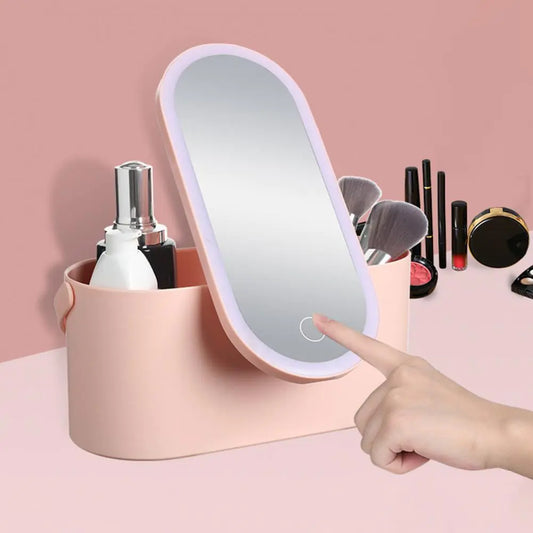 Organisateur de Maquillage de Voyage avec Miroir - Boîte à Cosmétiques Portable